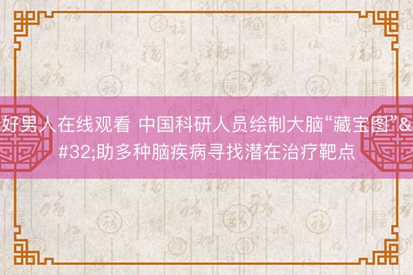 好男人在线观看 中国科研人员绘制大脑“藏宝图” 助多种脑疾病寻找潜在治疗靶点