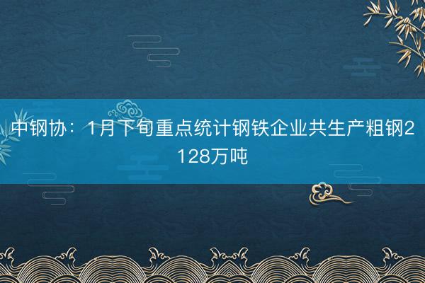 中钢协：1月下旬重点统计钢铁企业共生产粗钢2128万吨