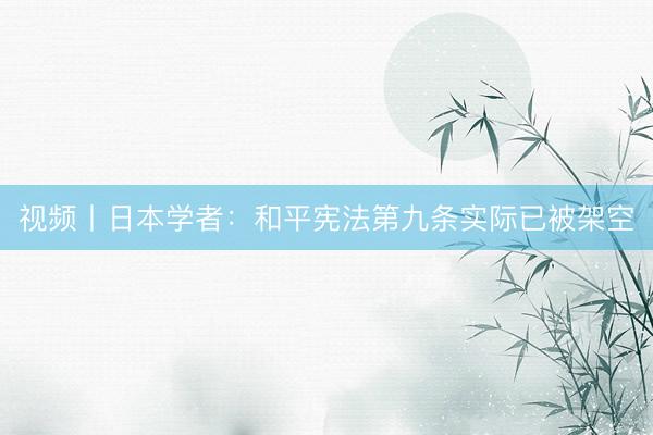 视频丨日本学者：和平宪法第九条实际已被架空