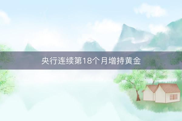 央行连续第18个月增持黄金