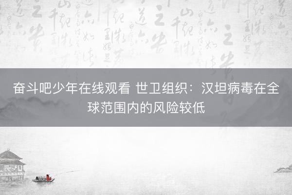 奋斗吧少年在线观看 世卫组织：汉坦病毒在全球范围内的风险较低