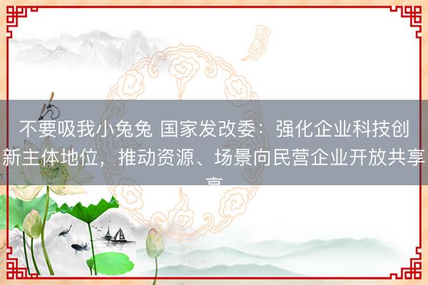 不要吸我小兔兔 国家发改委：强化企业科技创新主体地位，推动资源、场景向民营企业开放共享