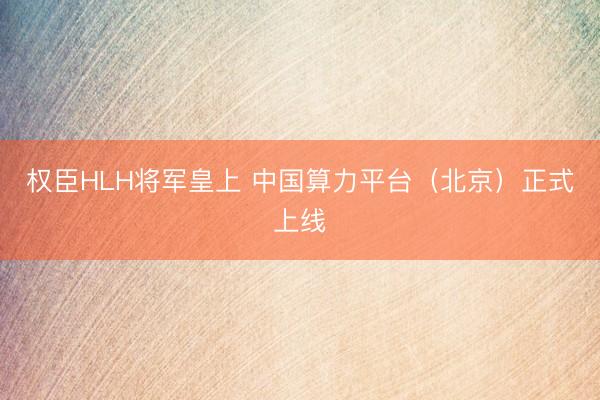 权臣HLH将军皇上 中国算力平台（北京）正式上线
