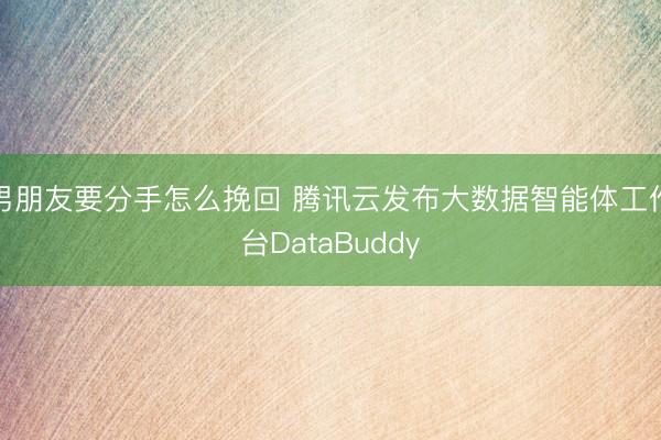 男朋友要分手怎么挽回 腾讯云发布大数据智能体工作台DataBuddy