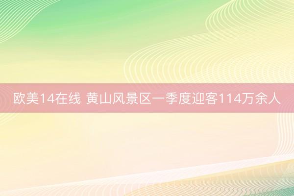 欧美14在线 黄山风景区一季度迎客114万余人