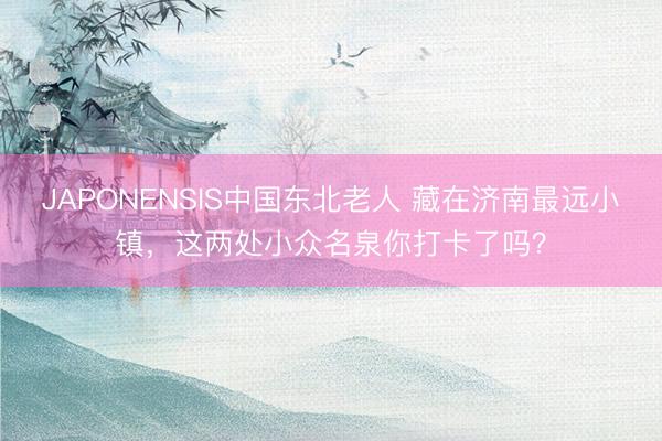JAPONENSIS中国东北老人 藏在济南最远小镇，这两处小众名泉你打卡了吗？
