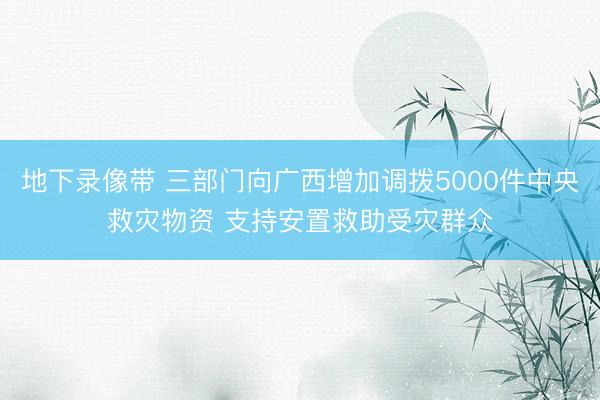 地下录像带 三部门向广西增加调拨5000件中央救灾物资 支持安置救助受灾群众
