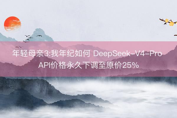 年轻母亲3:我年纪如何 DeepSeek-V4-Pro API价格永久下调至原价25%