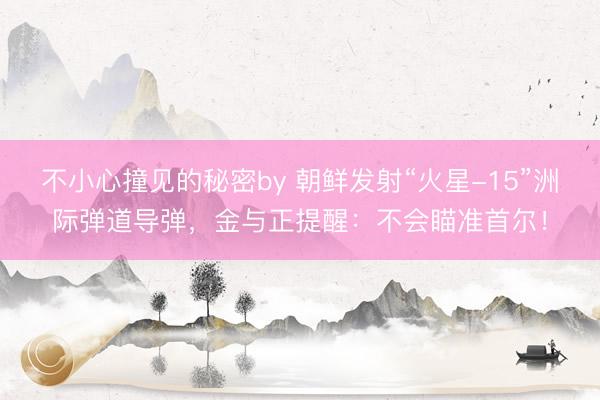 不小心撞见的秘密by 朝鲜发射“火星-15”洲际弹道导弹，金与正提醒：不会瞄准首尔！
