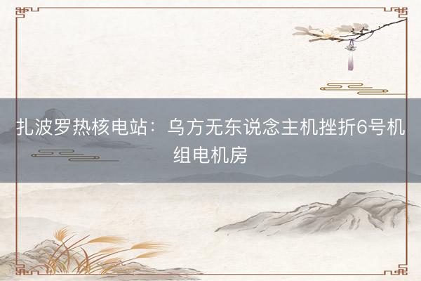 扎波罗热核电站：乌方无东说念主机挫折6号机组电机房