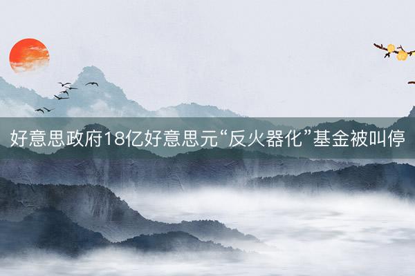 好意思政府18亿好意思元“反火器化”基金被叫停