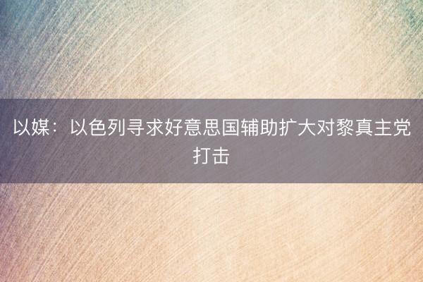 以媒：以色列寻求好意思国辅助扩大对黎真主党打击