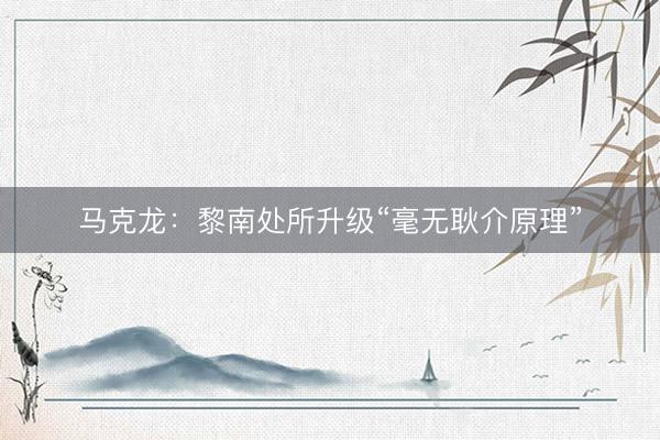 马克龙：黎南处所升级“毫无耿介原理”