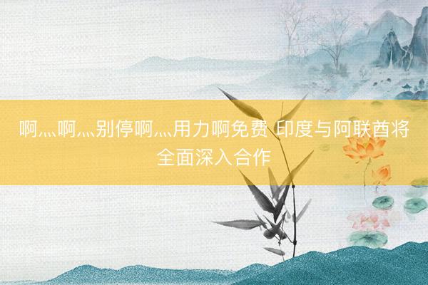 啊灬啊灬别停啊灬用力啊免费 印度与阿联酋将全面深入合作