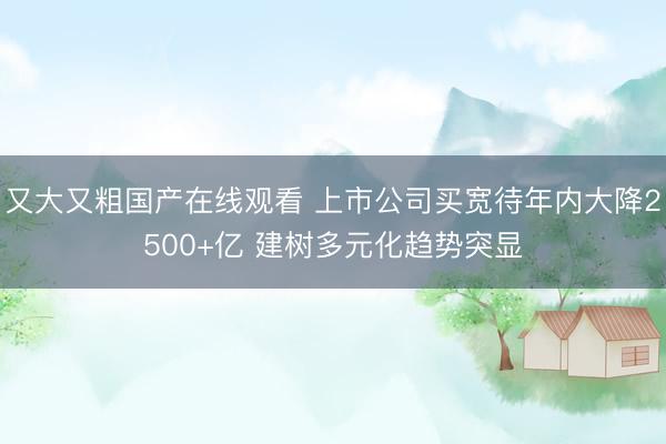 又大又粗国产在线观看 上市公司买宽待年内大降2500+亿 建树多元化趋势突显