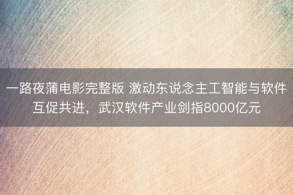 一路夜蒲电影完整版 激动东说念主工智能与软件互促共进，武汉软件产业剑指8000亿元