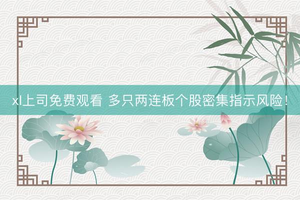 xl上司免费观看 多只两连板个股密集指示风险！