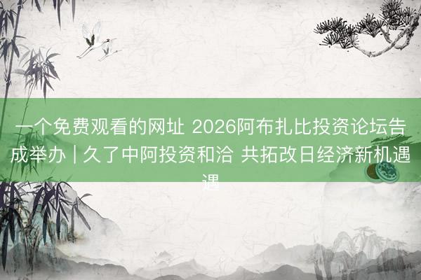 一个免费观看的网址 2026阿布扎比投资论坛告成举办 | 久了中阿投资和洽 共拓改日经济新机遇