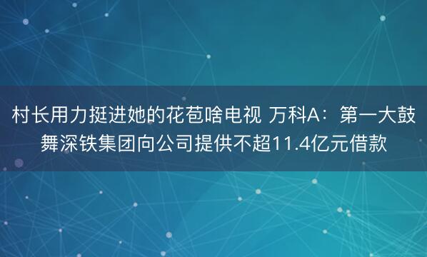 村长用力挺进她的花苞啥电视 万科A：第一大鼓舞深铁集团向公司提供不超11.4亿元借款