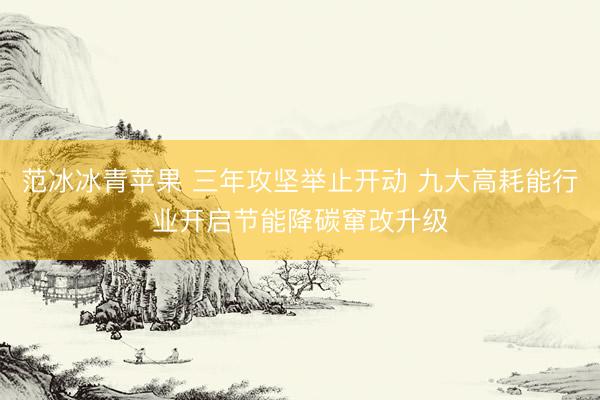 范冰冰青苹果 三年攻坚举止开动 九大高耗能行业开启节能降碳窜改升级