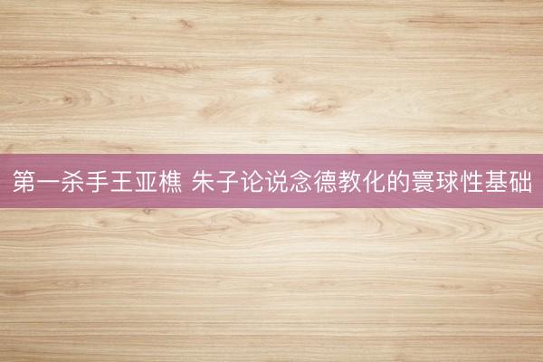 第一杀手王亚樵 朱子论说念德教化的寰球性基础