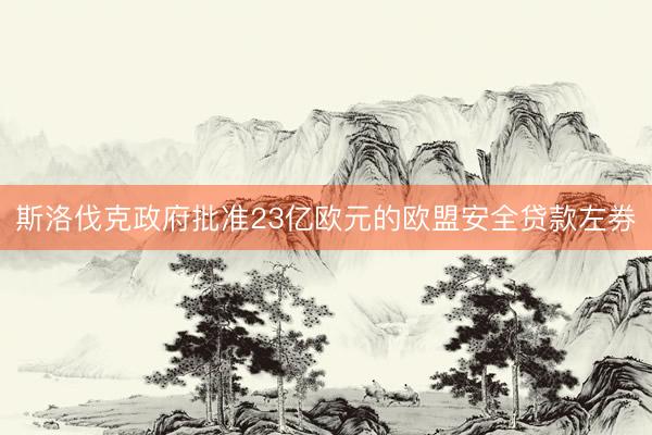 斯洛伐克政府批准23亿欧元的欧盟安全贷款左券