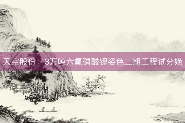 天空股份：3万吨六氟磷酸锂姿色二期工程试分娩