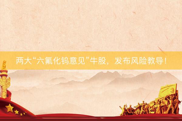 两大“六氟化钨意见”牛股，发布风险教导！