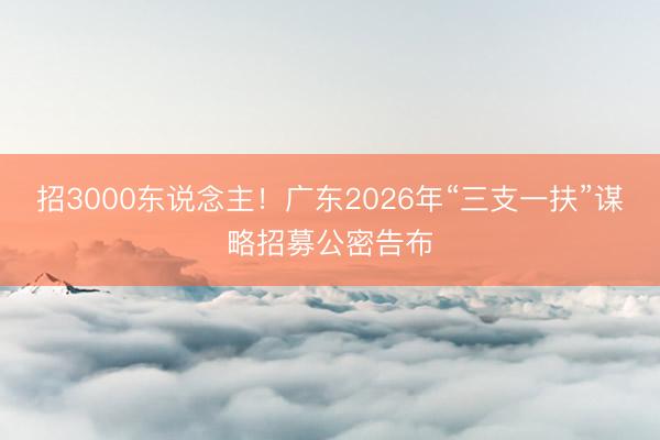 招3000东说念主！广东2026年“三支一扶”谋略招募公密告布